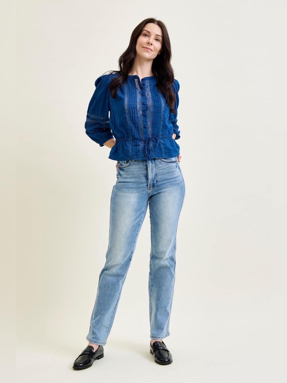 Judy Blue HW Tummy Control Contrast Wash Straight